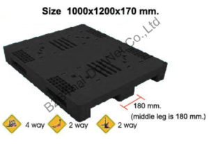 พาเลทพลาสติก 1000 x 1200 x 170 mm
